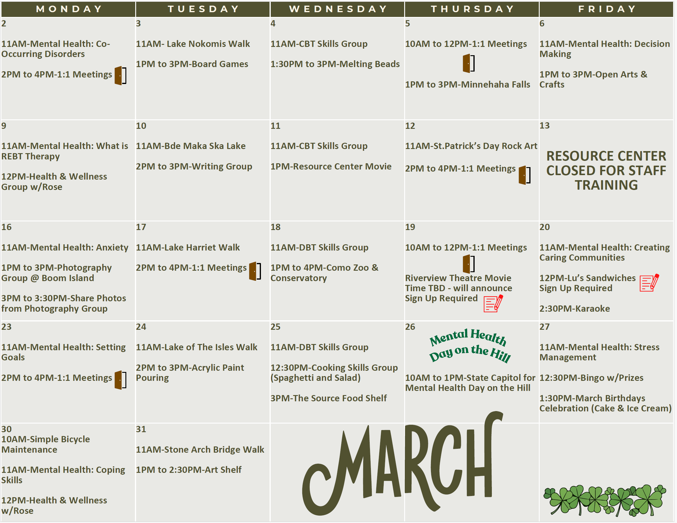 March-26RC Resource Center Calendar