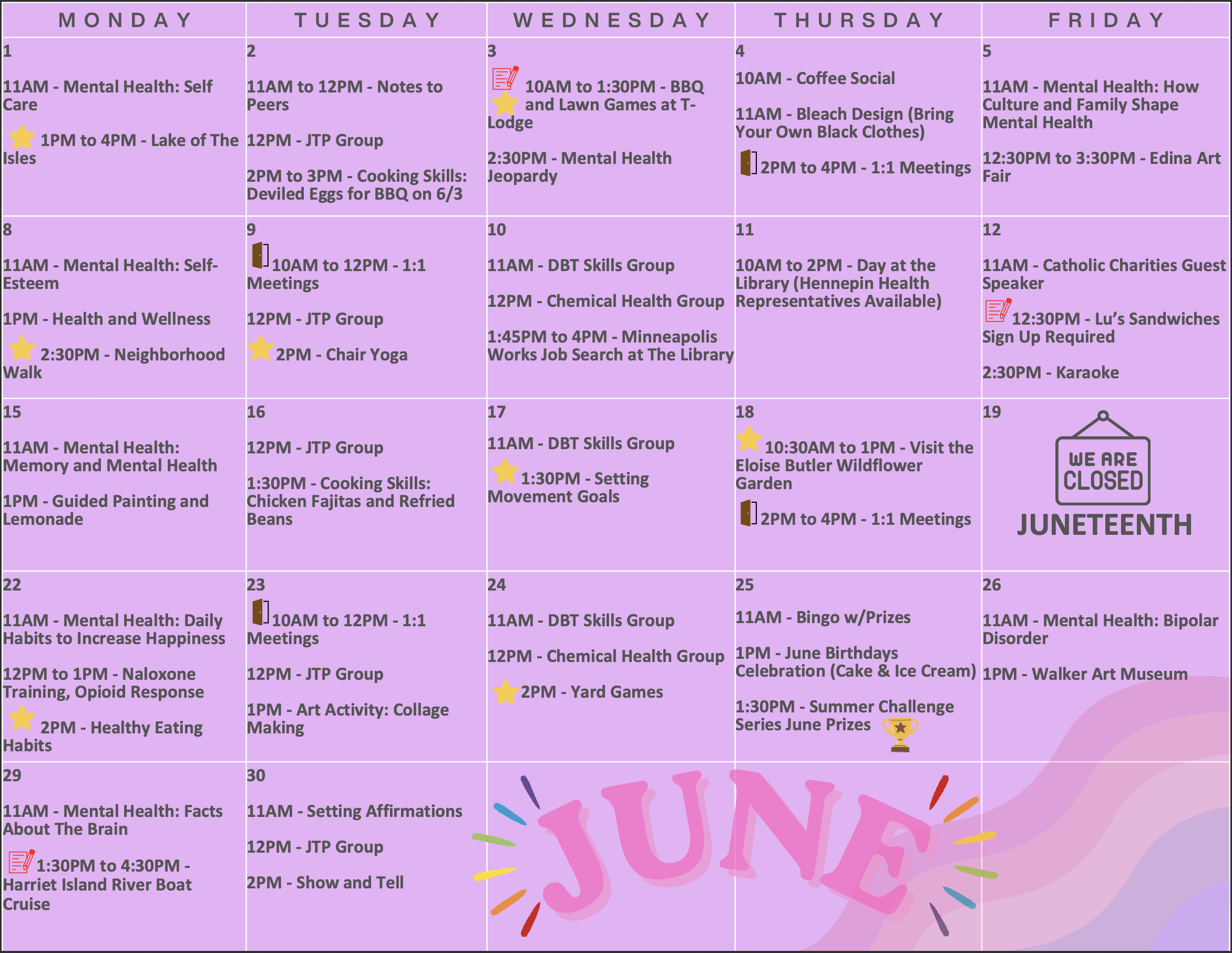 June Amended Image Resource Center Calendar